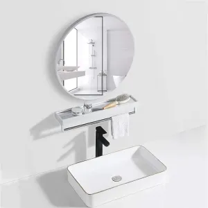 Home Simple Round Adjustable Double-Sided Makeup Mirror Portable Tripod Vanity Mirror (40cm)