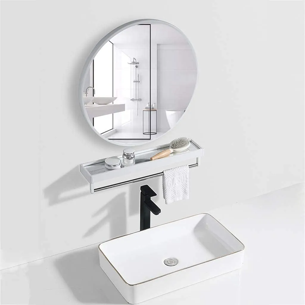 Home Simple Round Adjustable Double-Sided Makeup Mirror Portable Tripod Vanity Mirror (40cm)