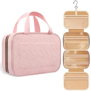 HOTOR Travel Toiletry Bag for Women with Hanging Hook - Portable Cosmetic Case, Toiletry Bag for Traveling Women, Waterproof Travel Essentials, Large, Pink