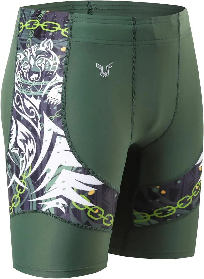 HUGE SPORTS Men's Rash Guard Swim Shorts Compression Swimming Jammer Cool Dry Active Swimsuit Workout Shorts Sports Tights