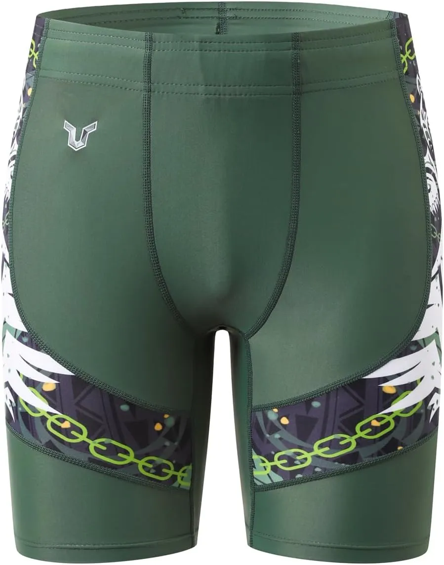HUGE SPORTS Men's Rash Guard Swim Shorts Compression Swimming Jammer Cool Dry Active Swimsuit Workout Shorts Sports Tights