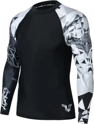 HUGE SPORTS Men's Swim Shirts Long Sleeve UPF 50  Rash Guard Sun Shirts UV Sun Protection