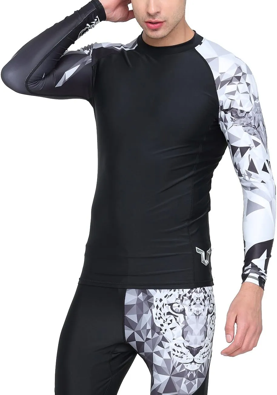 HUGE SPORTS Men's Swim Shirts Long Sleeve UPF 50  Rash Guard Sun Shirts UV Sun Protection