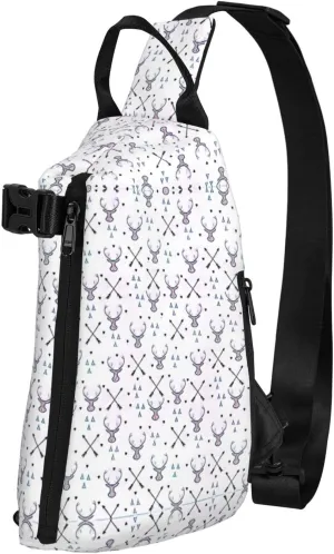 Hunting Arrows Triangles Deer Print Trend Casual Crossbody Chest Bag Multipurpose Cross Body Shoulder Bag