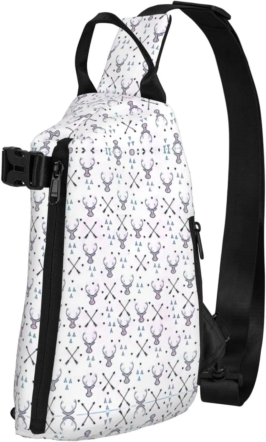 Hunting Arrows Triangles Deer Print Trend Casual Crossbody Chest Bag Multipurpose Cross Body Shoulder Bag