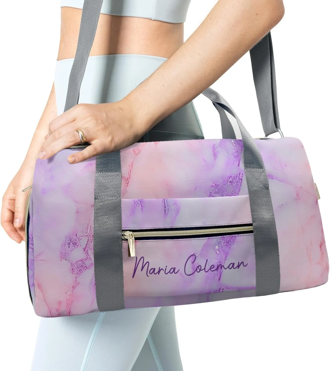 HUTARIO Personalized Duffle Bag for Women, Girl Sport Gym Dance Bag Travel for Weekender Overnight