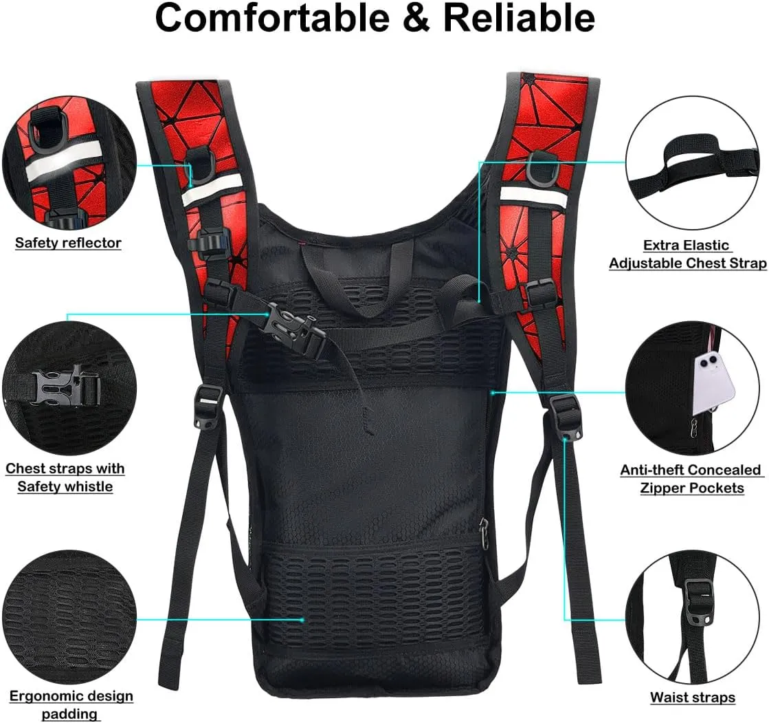 Hydration Backpack Pack, Water Backpack 20L Capacities Included 2L Hydration Bladder, Festival Essential - Rave Hydration Pack Hydropack Hydro for Hiking, Running, Biking, Festival Gear