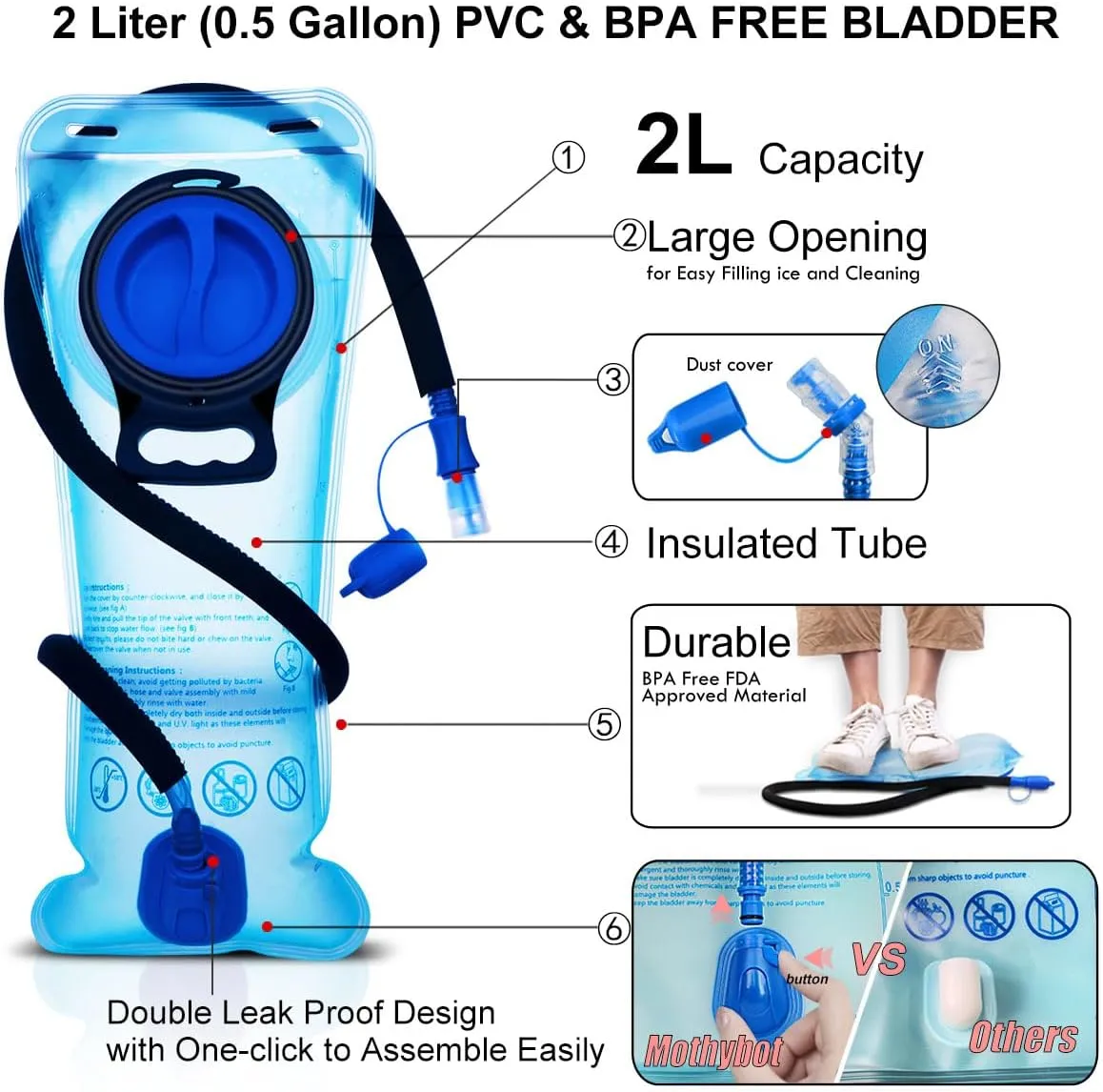 Hydration Backpack Pack, Water Backpack 20L Capacities Included 2L Hydration Bladder, Festival Essential - Rave Hydration Pack Hydropack Hydro for Hiking, Running, Biking, Festival Gear
