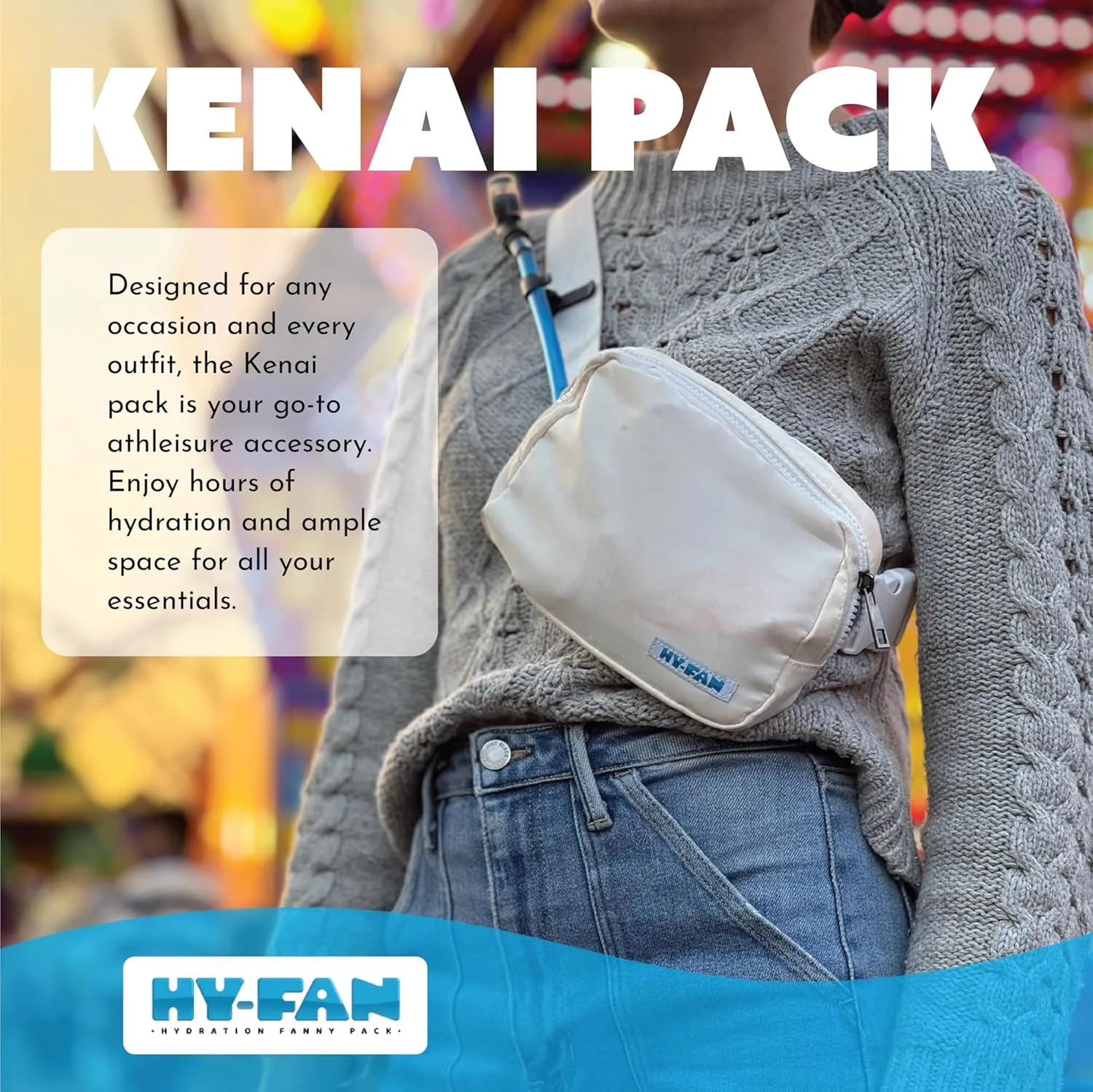 Hydration Cross Body with Bladder, 17oz BPA-Free, Hands-Free Design, Secure Pockets, Ideal for Athletic Outdoor Activities, Travel and More - White