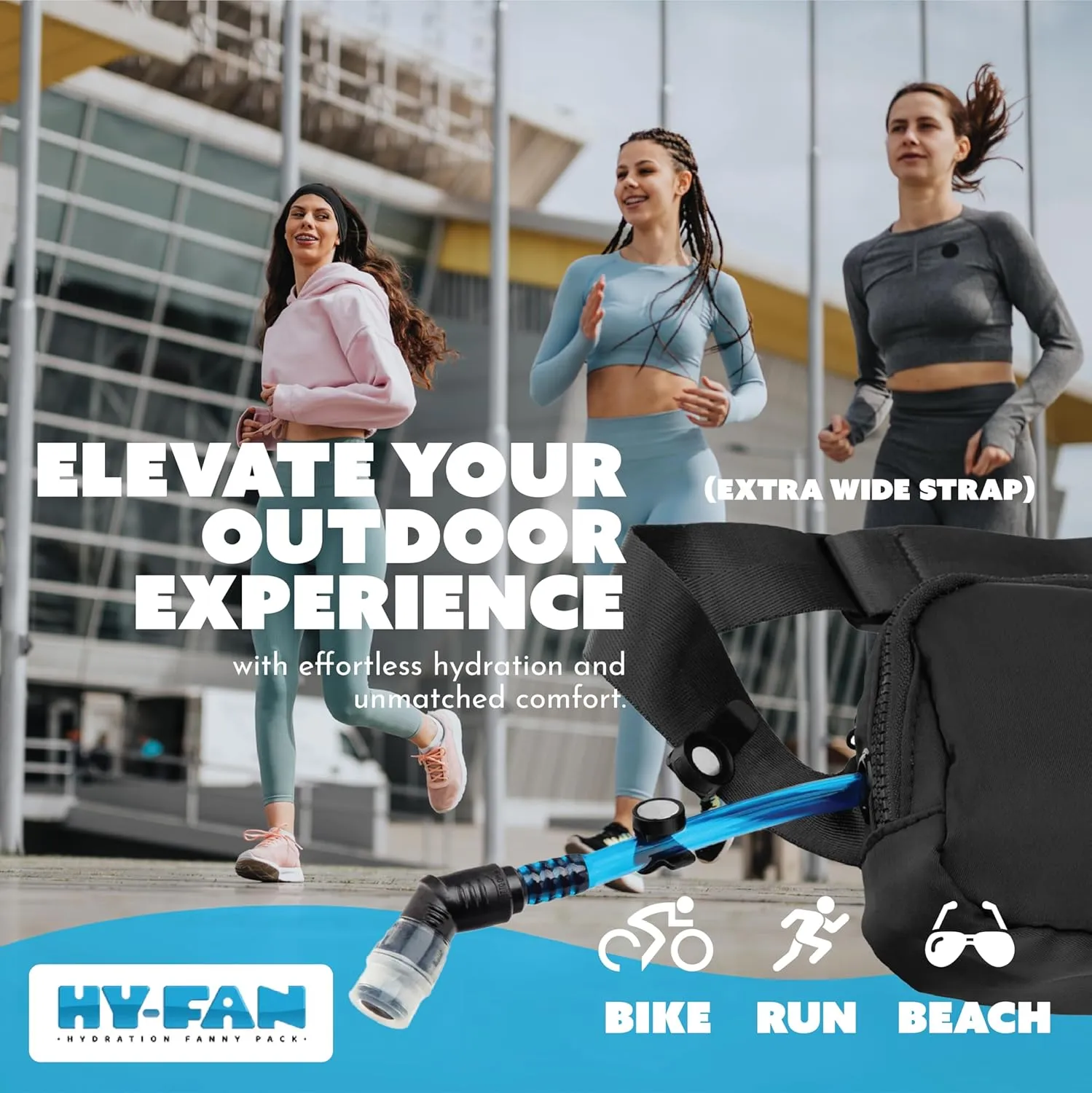 Hydration Cross Body with Bladder, 17oz BPA-Free, Hands-Free Design, Secure Pockets, Ideal for Athletic Outdoor Activities, Travel and More - White