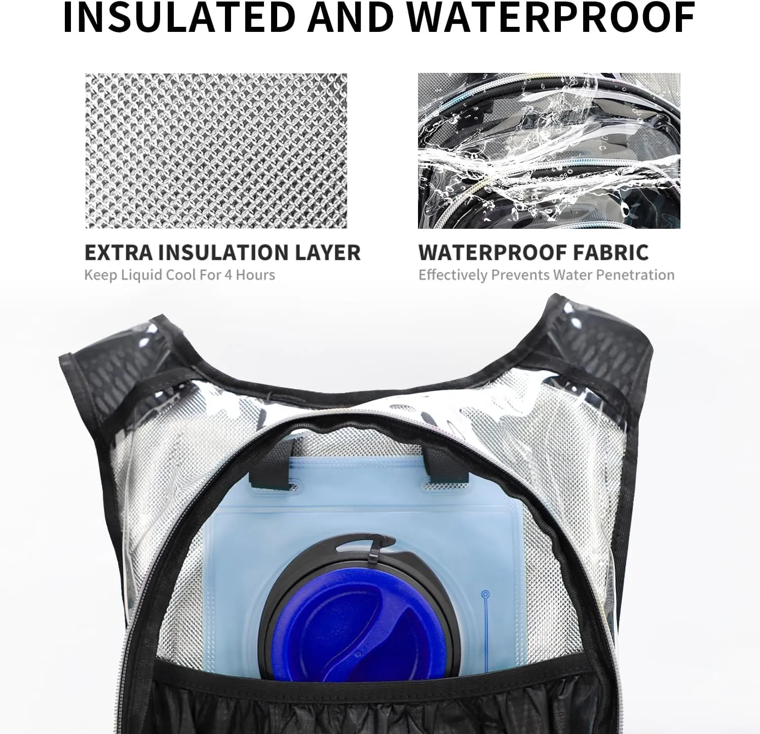 Hydration Pack, Hydration Backpack with 2L Hydration Bladder, Festival Essential Water Backpack, Lightweight Hydration Bag Hydropack Hydro for Running, Biking, Music Festival Gear, Rave