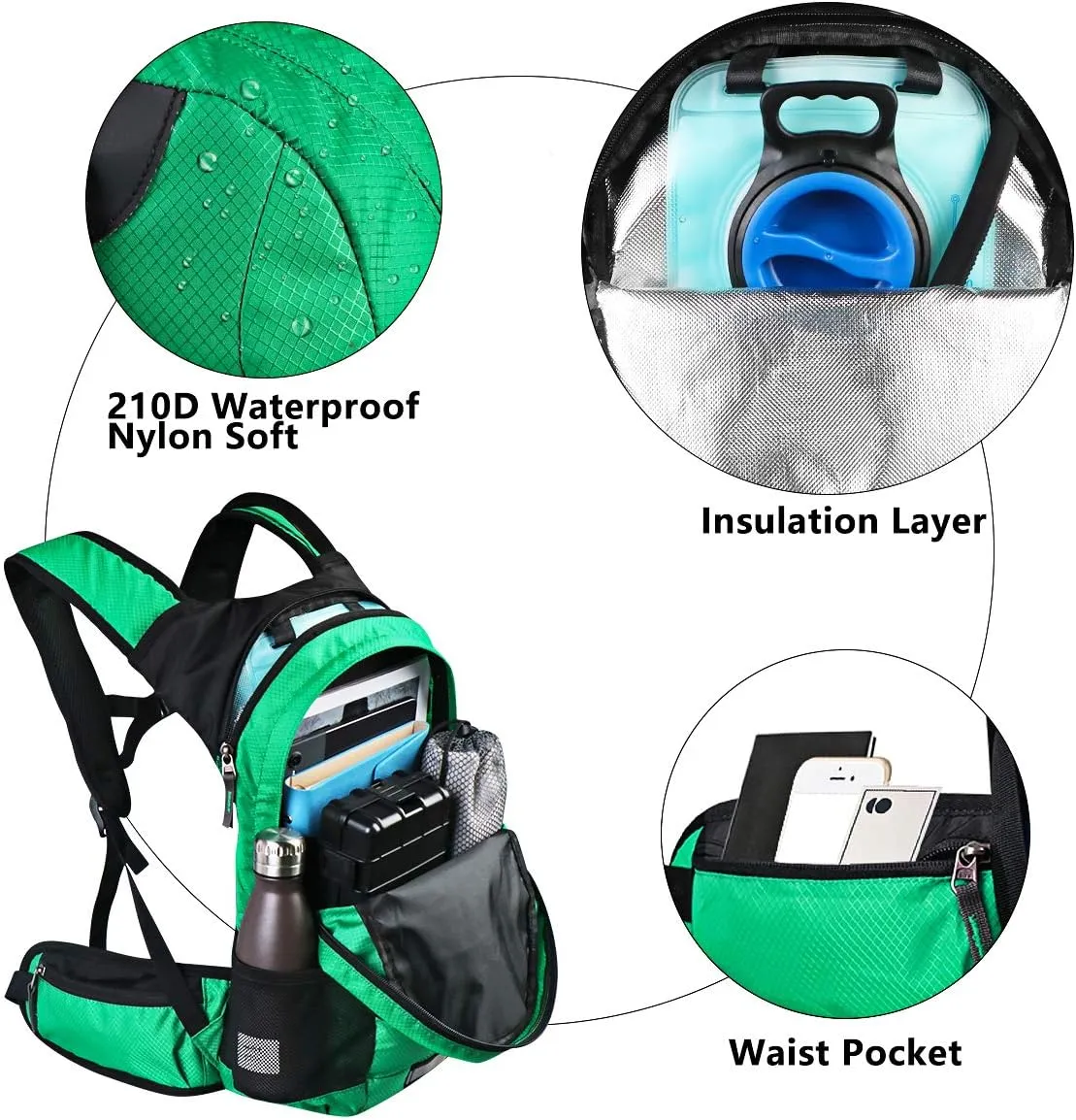 Hydration Pack Thermal Insulated Hydration Backpack with 2L BPA Free Leak-Proof Water Bladder, Daypack Perfect for Running, Cycling, Hiking, Climbing-Keep Liquids Cool Up to 4 Hours