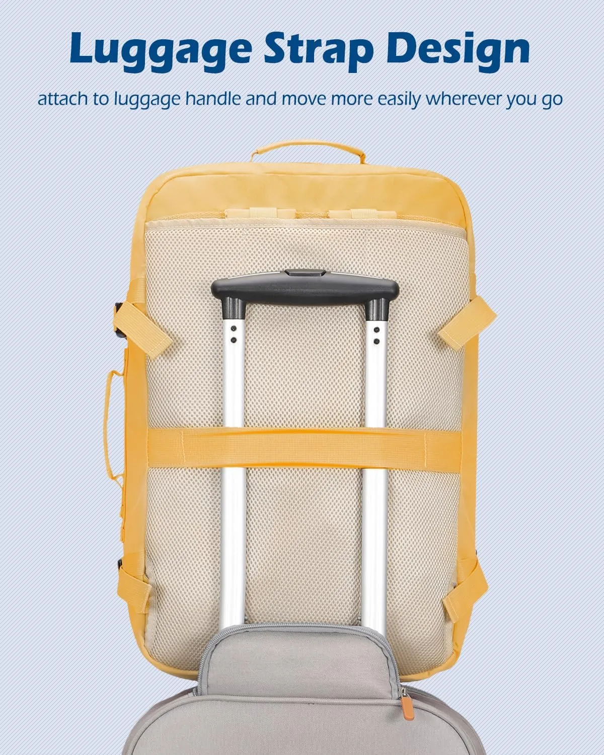 Hynes Eagle Carry on Backpack 38L Large Travel Backpack for Women Flight Approved Weekender Bag Laptop Backpack Men 15 inches Yellow
