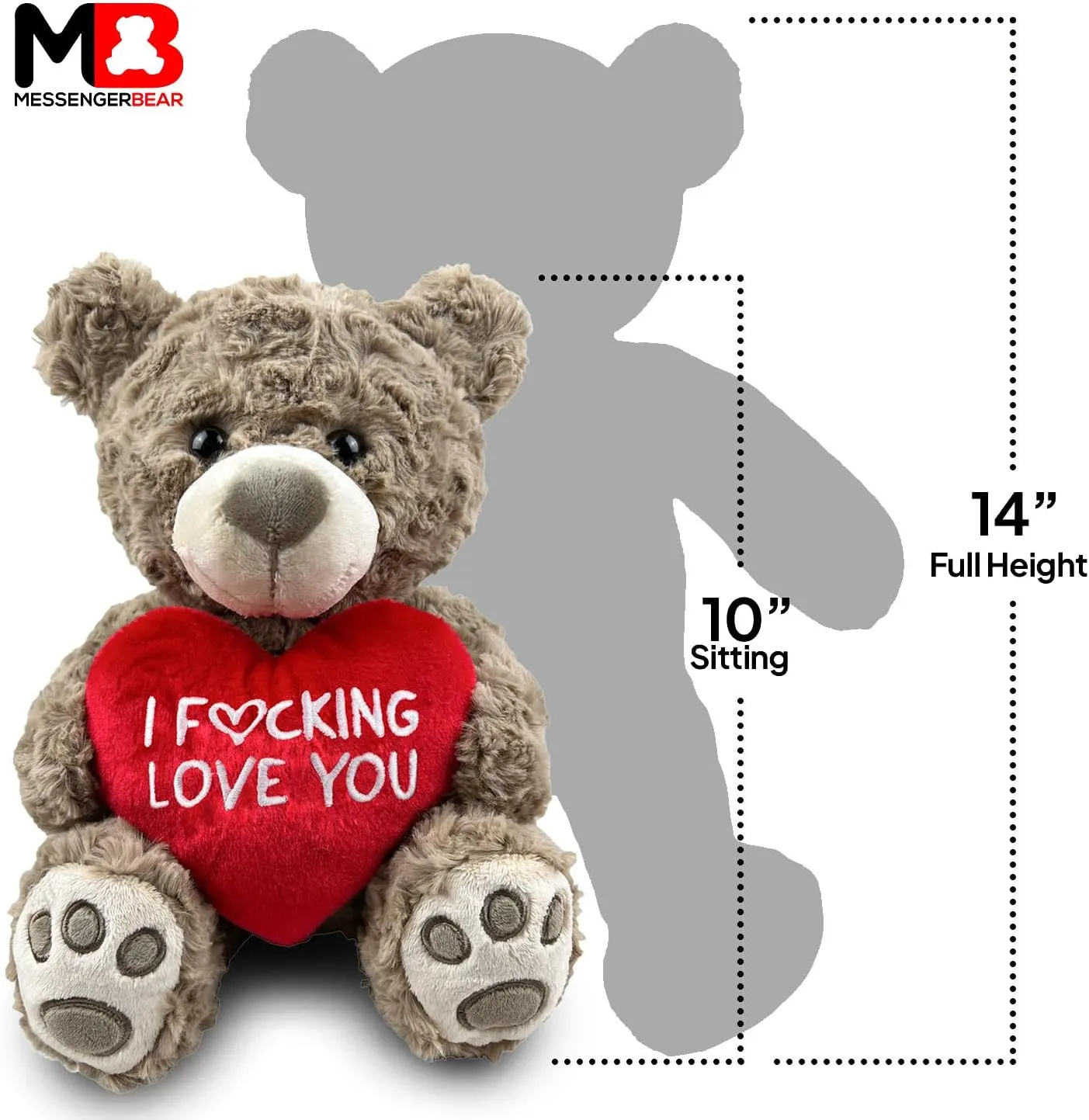 I Love You Teddy Bear 10' | I Love You Stuffed Animal | Stuffed Animals for Girls | I Heart You