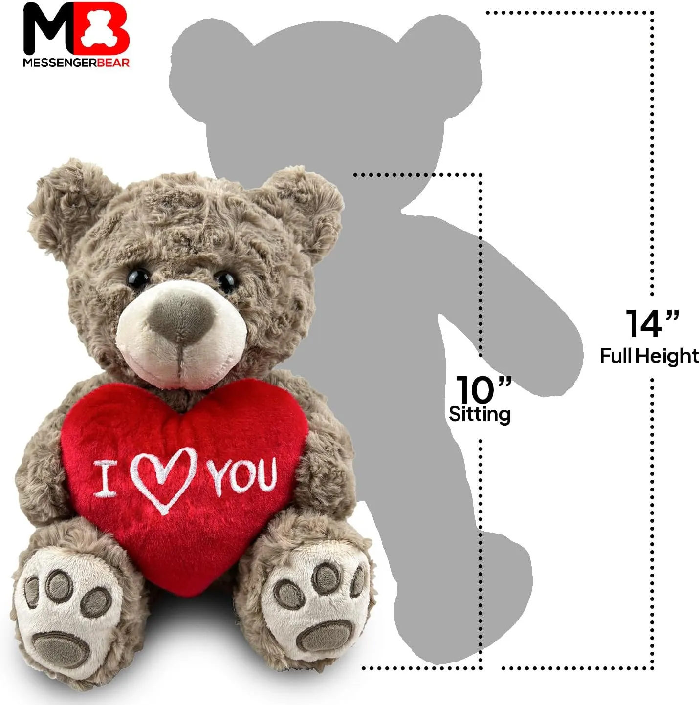 I Love You Teddy Bear 10' | I Love You Stuffed Animal | Stuffed Animals for Girls | I Heart You