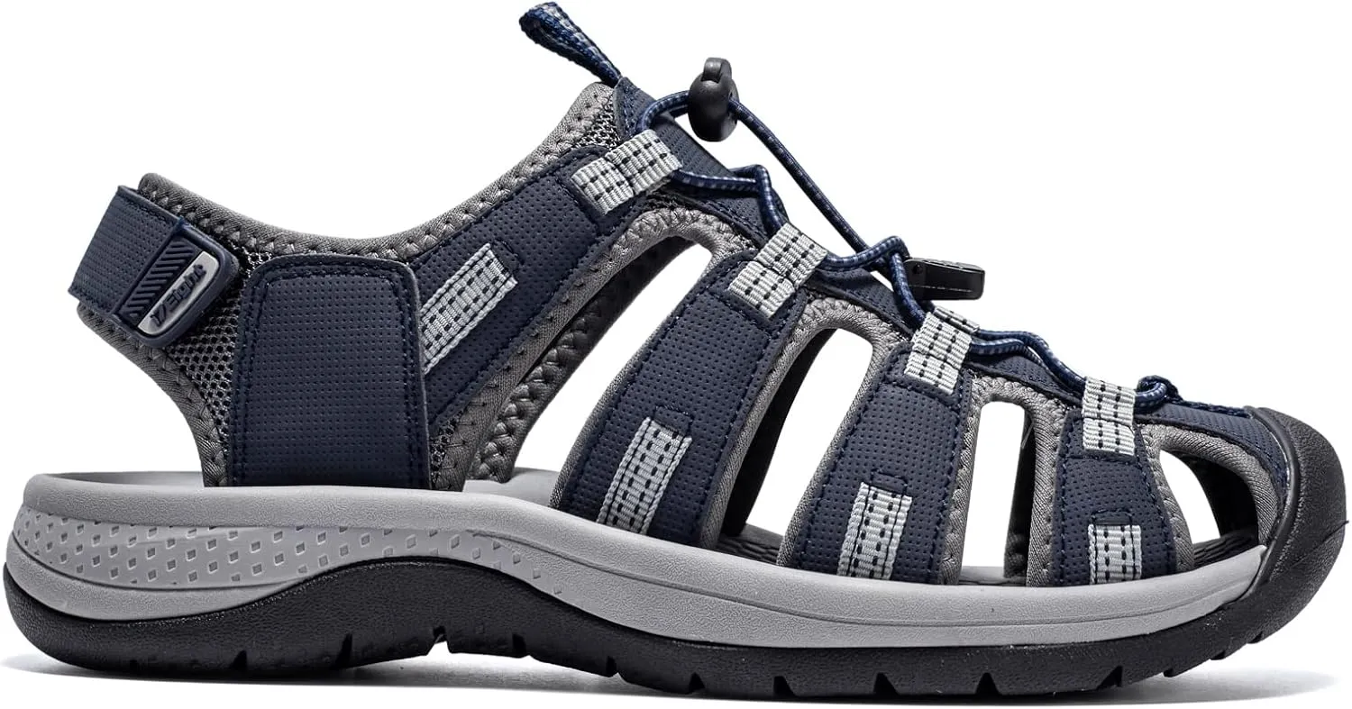 i78 Mens Athletic Hiking Sandals Closed Toe Outdoor Sport Sandals for Trail Beach Walking Waterproof Lightweight Casual