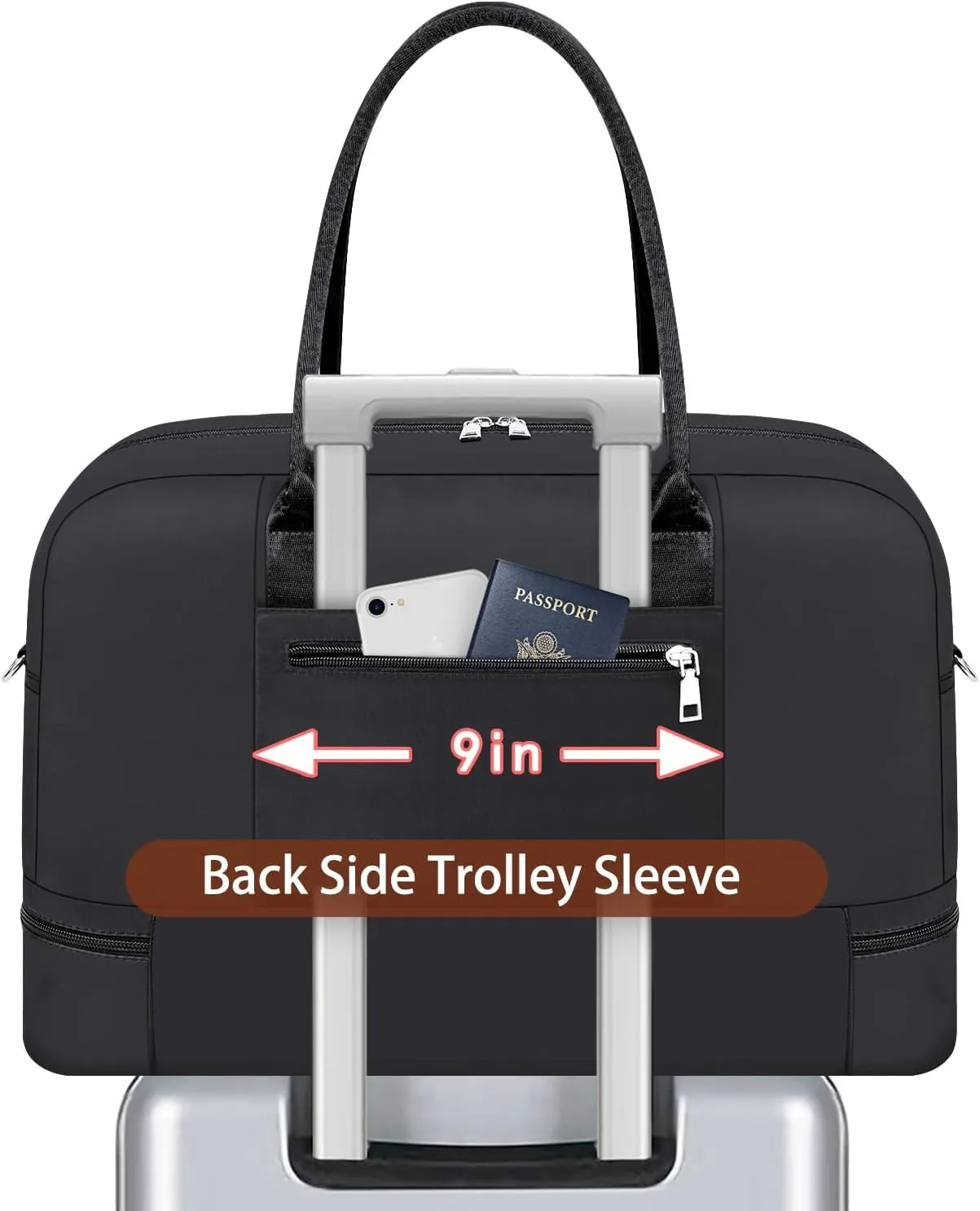 IBFUN Weekender Bags for Women, Large Overnight Bag Canvas Travel Duffel Bag Carry On Tote with Shoe Compartment 21" 3Pcs Set