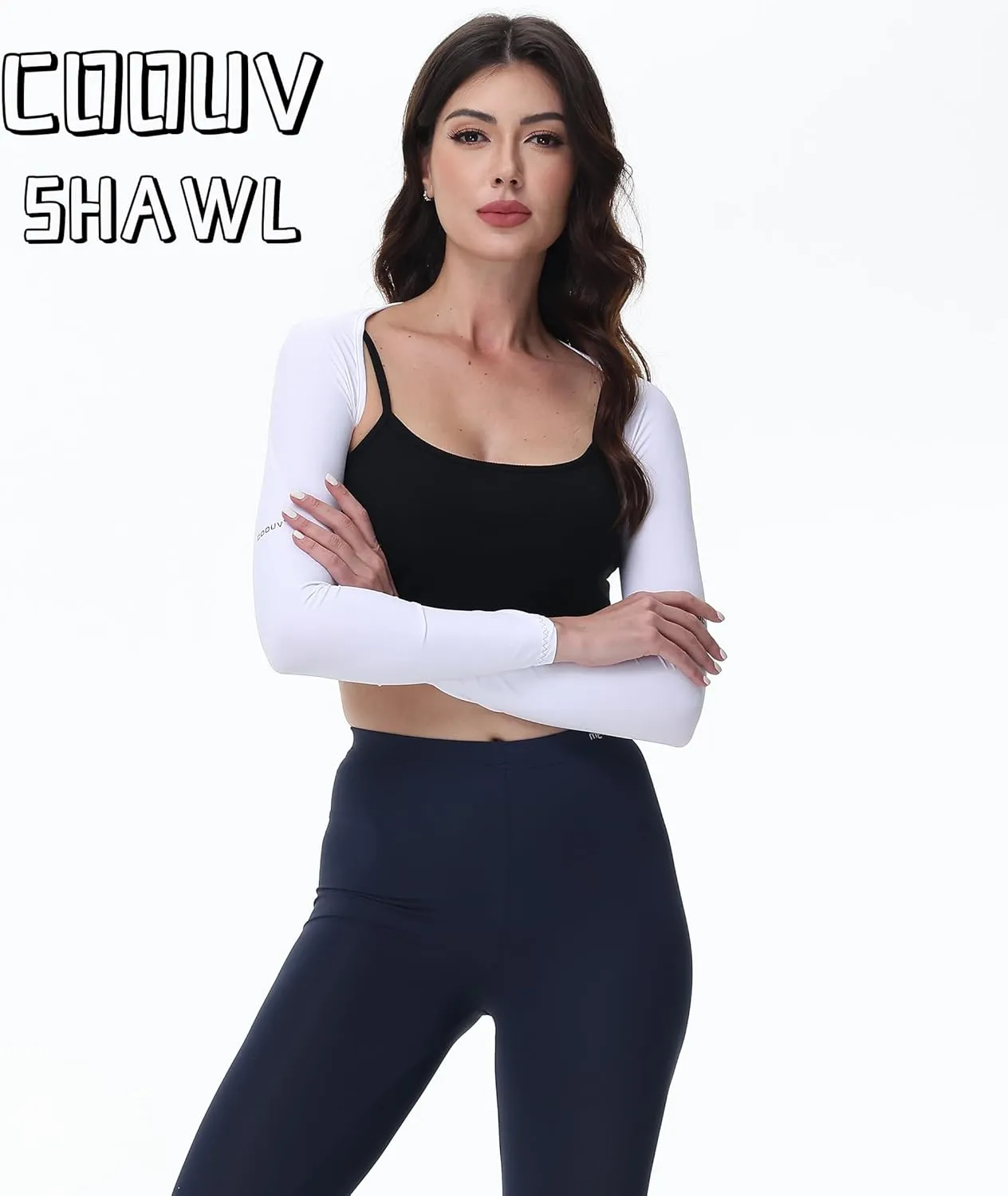 Ice Silk Cooling Fabric UPF50  UV Sun Protection Compression Shawl Arm Sleeve Sport Shrug Golf Shirt