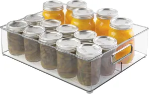 iDesign Divided Storage Bin with Handle for Pantry, Fridge, or Freezer, Clear, Made in USA