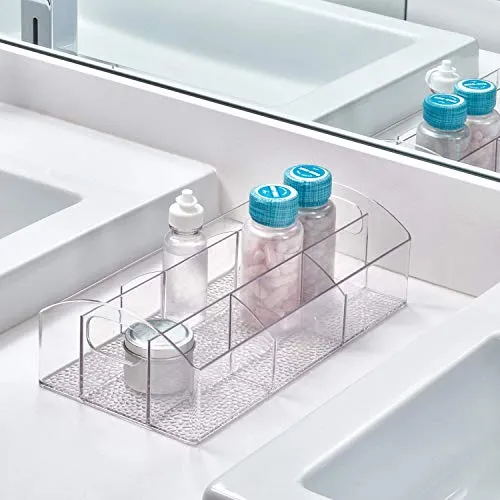 iDesign Med  BPA-Free Plastic Divided Bathroom Organizer with Handles - 12" x 6" x 3.5", Clear