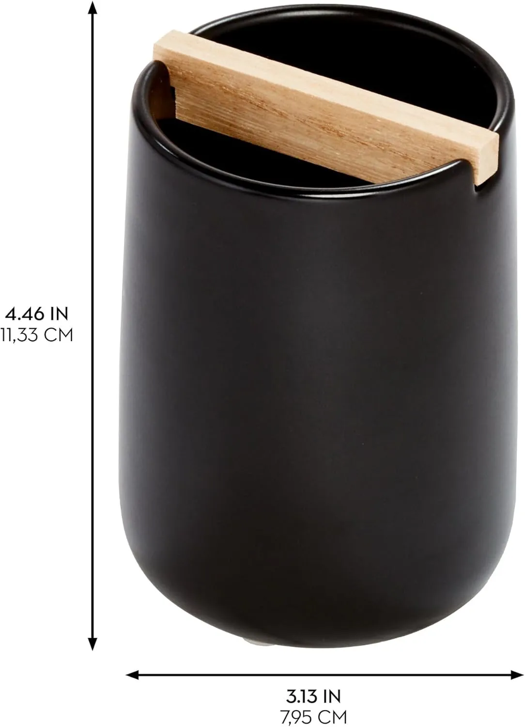 iDesign Toothbrush Holder with Removable Wood Divider-Set of 2-Matte Black