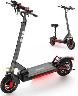 ienyrid m4 electric scooter for adults with seat fast 25-30 mph speed off road heavy duty 300 lbs 10 inch foldable e scooter mobility folding bike for girls men teens 31-37 miles long range e scooters