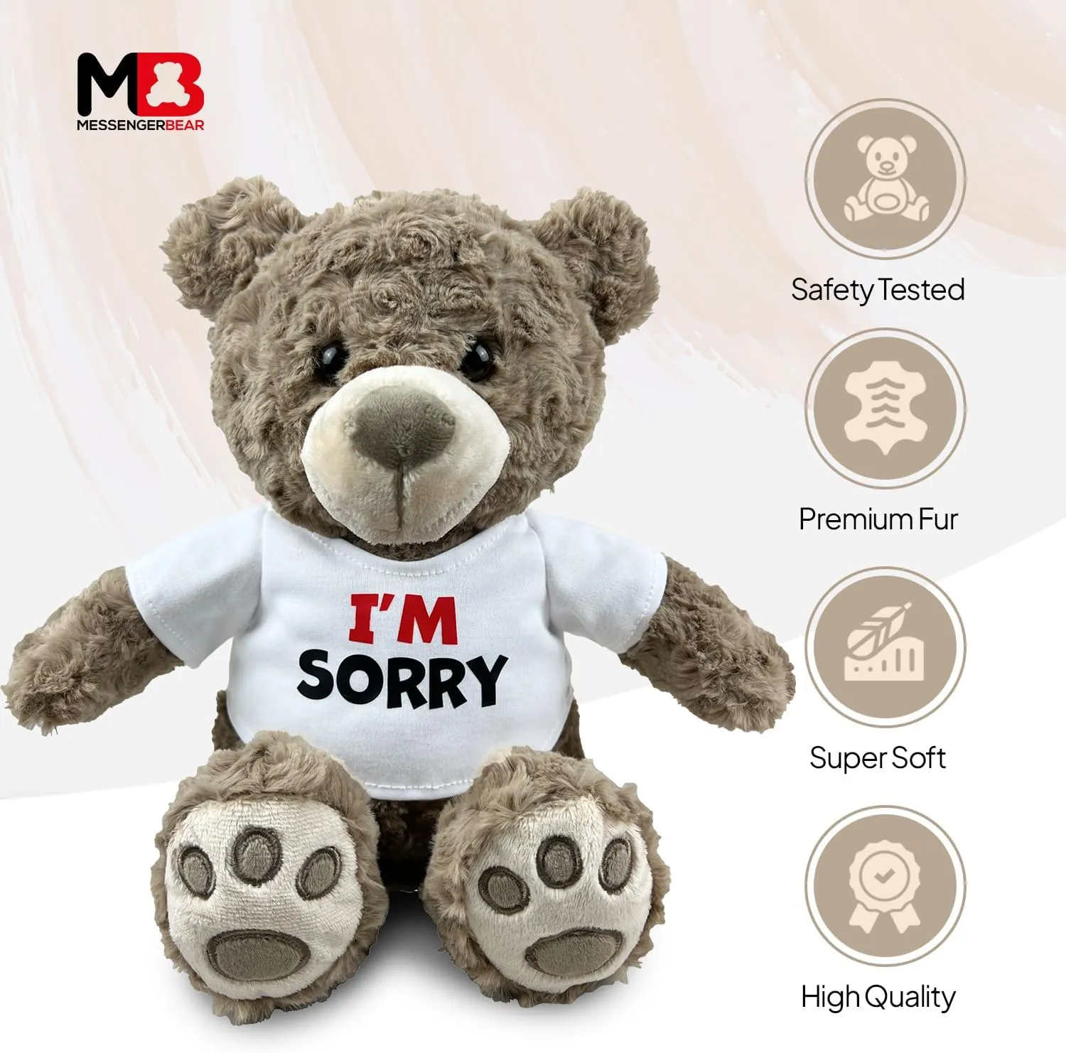 I’m Sorry Teddy Bear 10” Sitting | I Love You Im Sorry Plushie | Im Sorry Gifts for Her Stuffed Animal