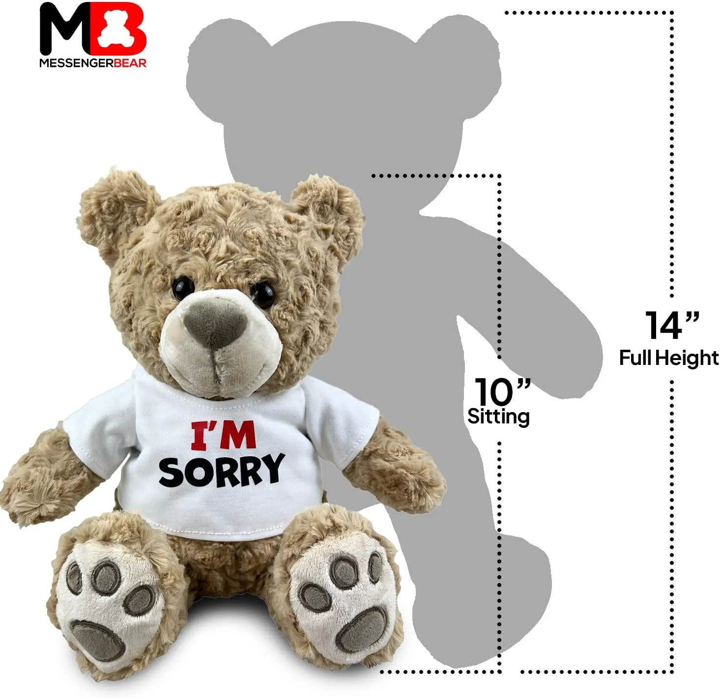 I’m Sorry Teddy Bear 10” Sitting | I Love You Im Sorry Plushie | Im Sorry Gifts for Her Stuffed Animal