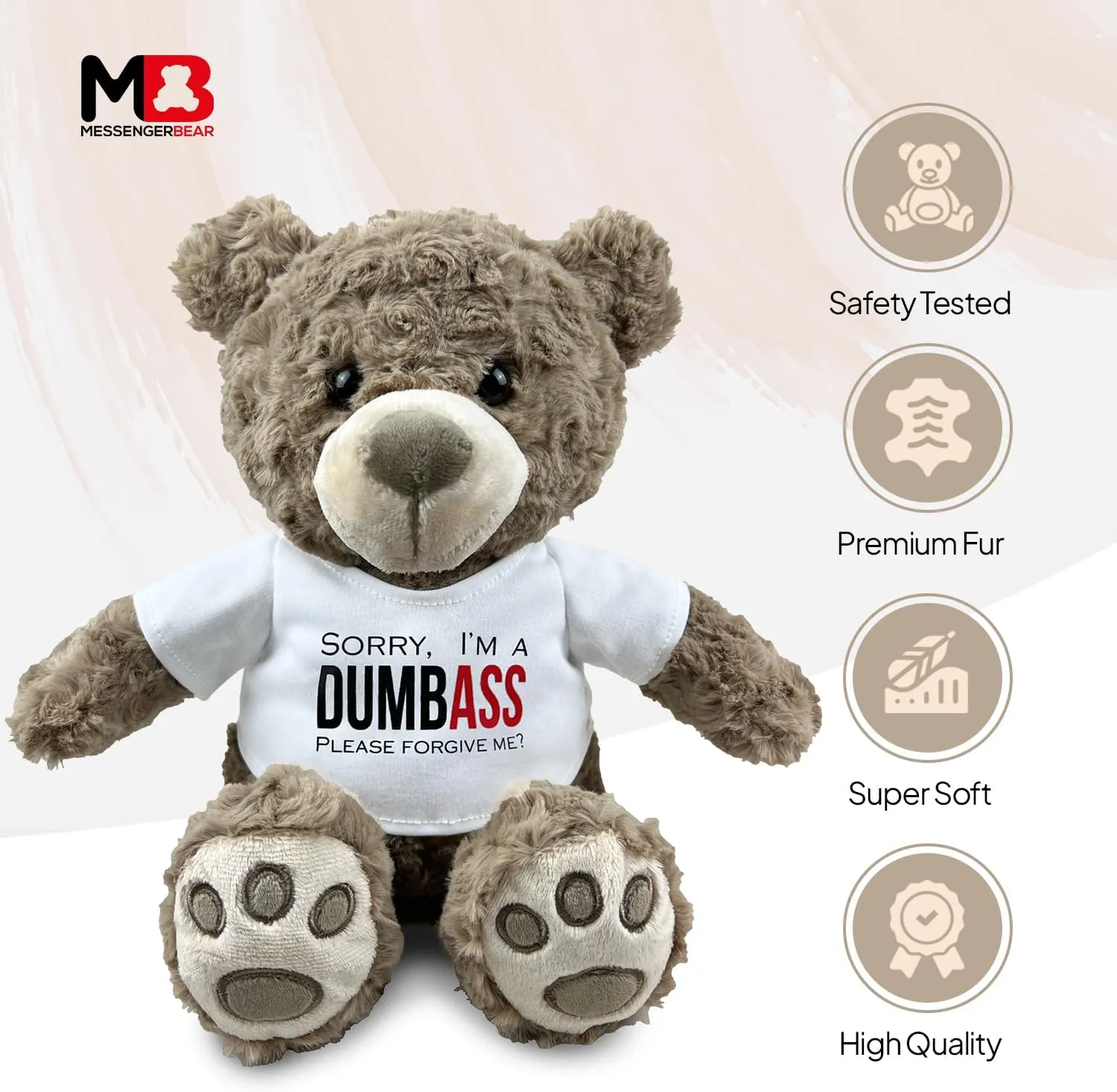 I’m Sorry Teddy Bear 10” Sitting | I Love You Im Sorry Plushie | Im Sorry Gifts for Her Stuffed Animal