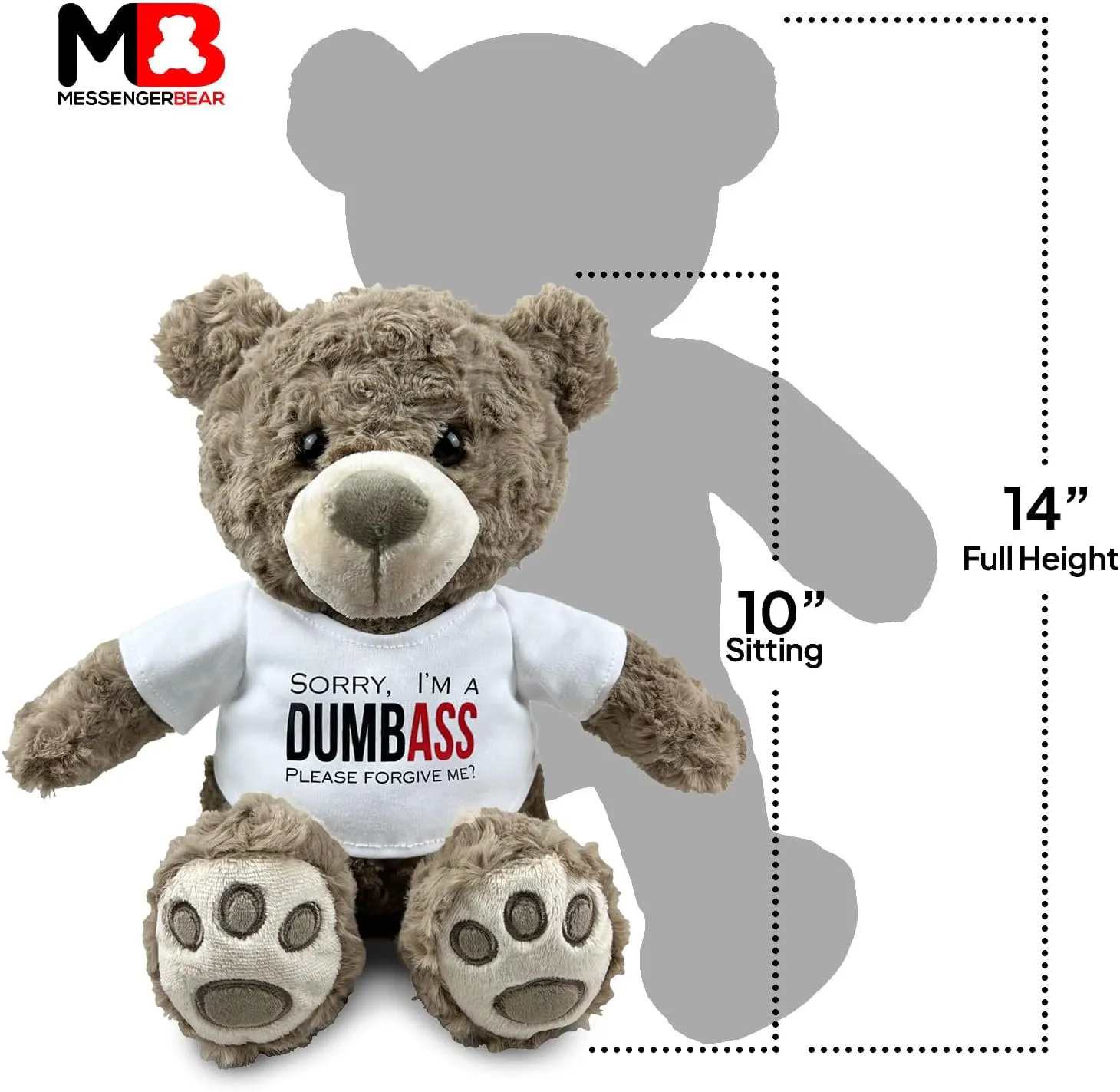 I’m Sorry Teddy Bear 10” Sitting | I Love You Im Sorry Plushie | Im Sorry Gifts for Her Stuffed Animal
