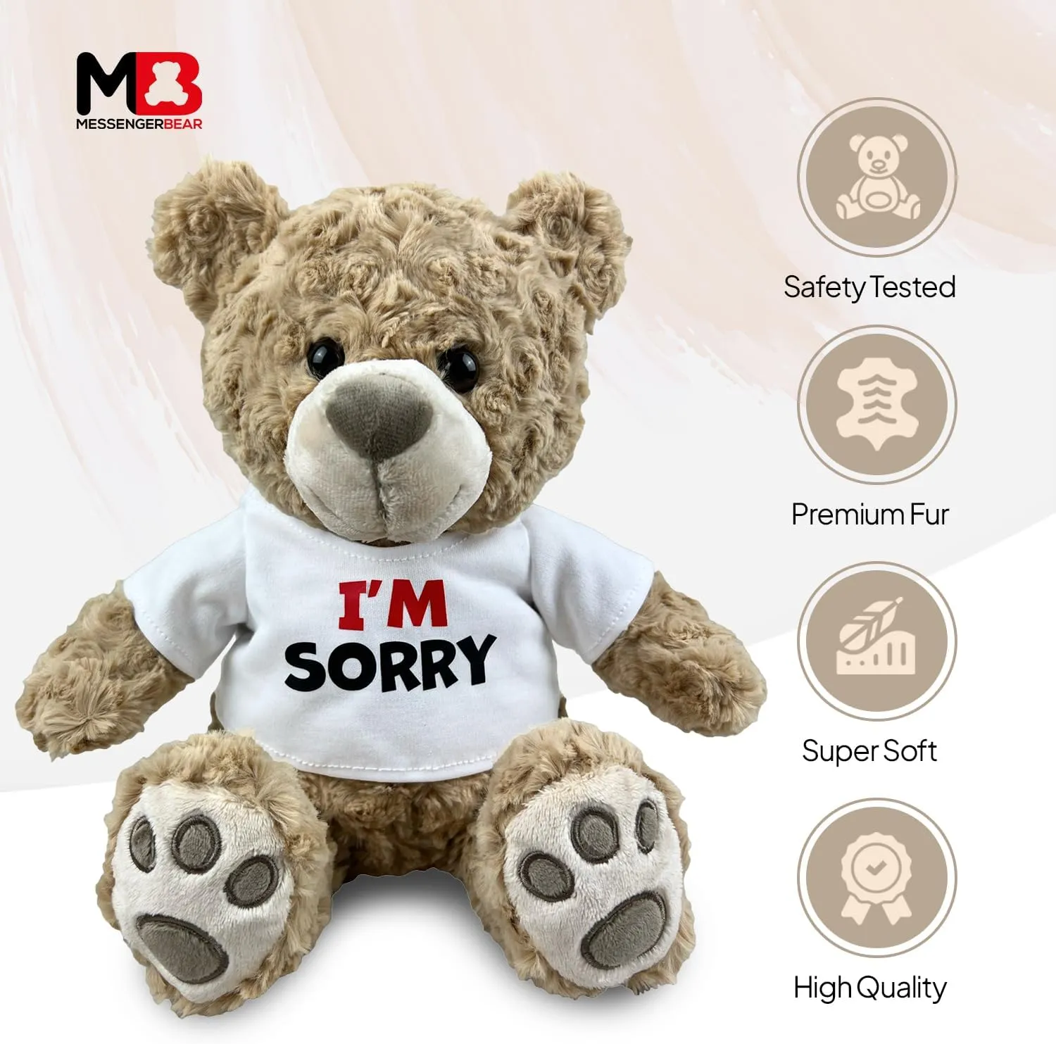 I’m Sorry Teddy Bear 10” Sitting | I Love You Im Sorry Plushie | Im Sorry Gifts for Her Stuffed Animal