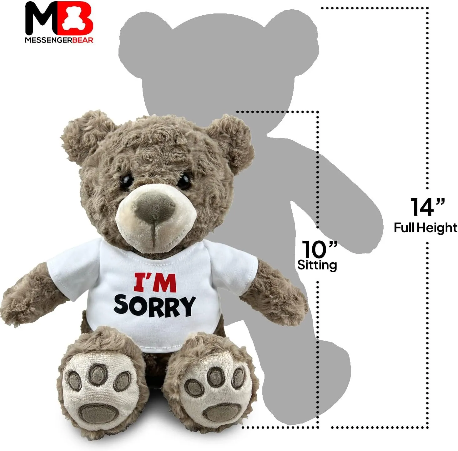 I’m Sorry Teddy Bear 10” Sitting | I Love You Im Sorry Plushie | Im Sorry Gifts for Her Stuffed Animal