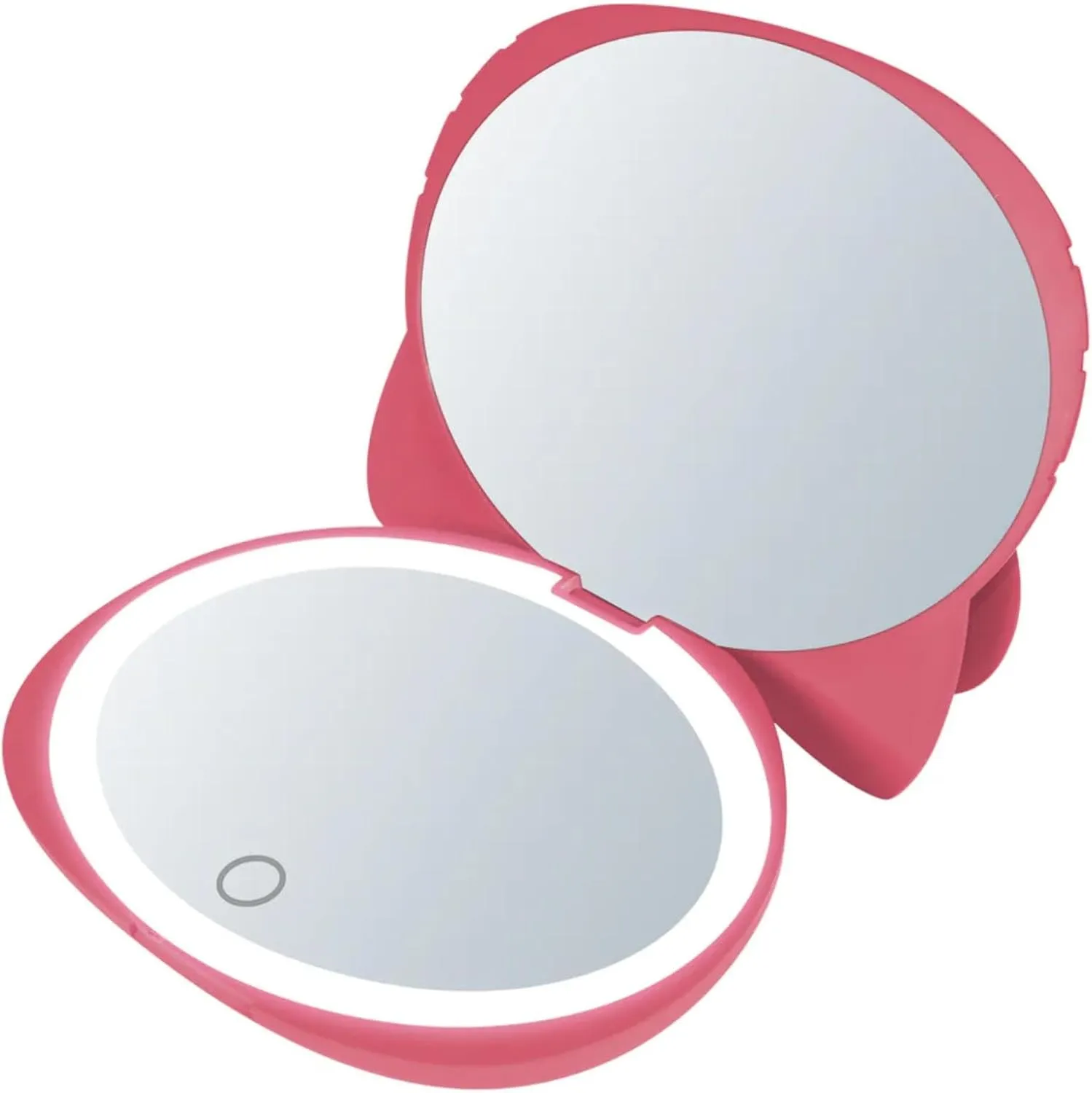 Impressions Vanity Hello Kitty Kawaii Compact Mirror with Touch Sensor Switch for Adjustable Brightness, Lighted Makeup Mirror with LED Lights and 2X Magnifying Mirror (Red)