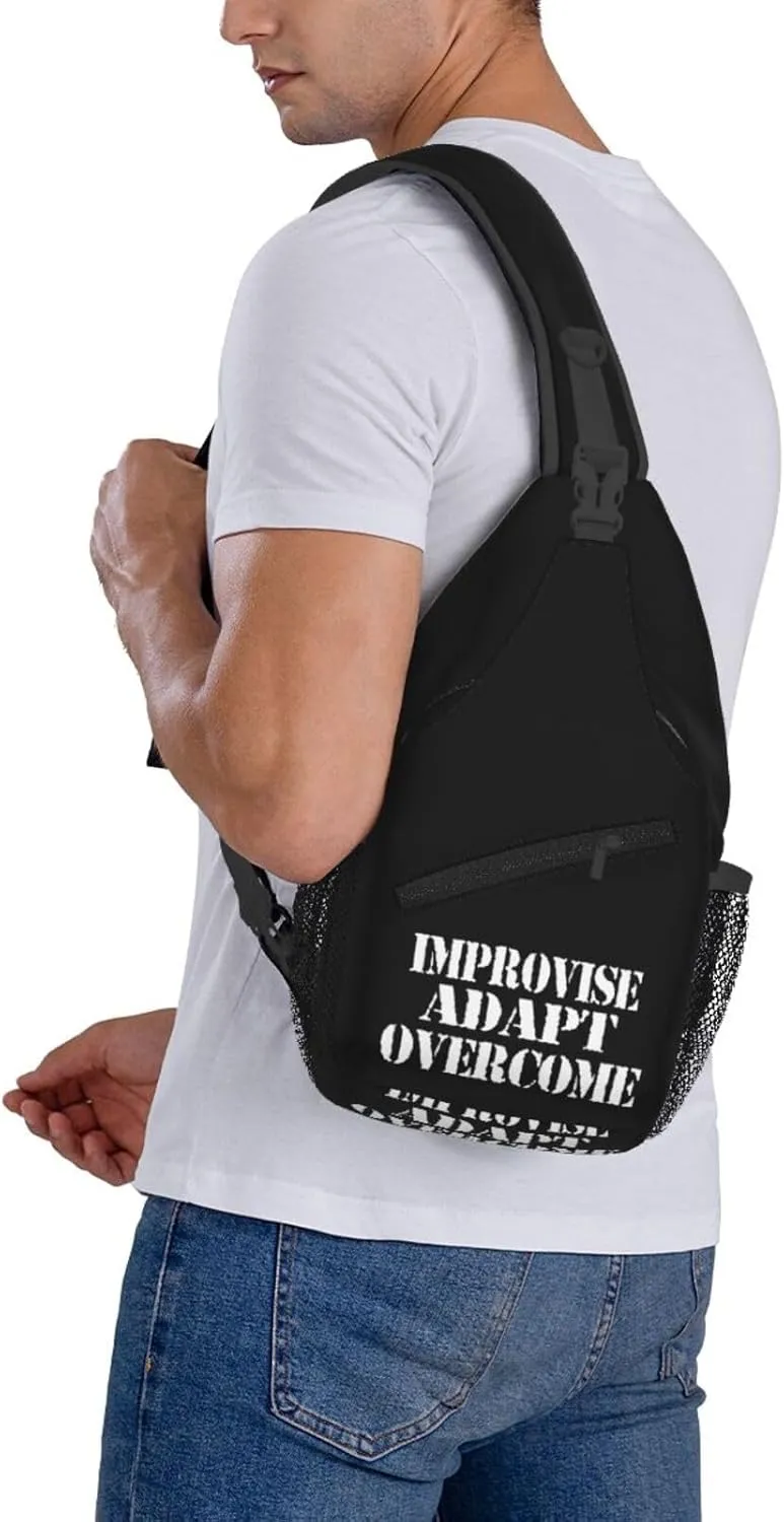 Improvise Adapt Overcome Sling Backpack Shoulder Chest Bag For Men Women Hiking Travel Crossbody Daypack