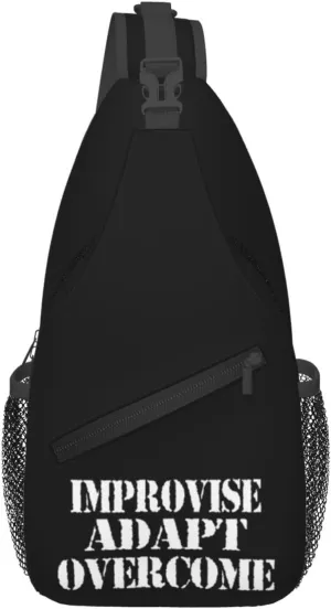 Improvise Adapt Overcome Sling Backpack Shoulder Chest Bag For Men Women Hiking Travel Crossbody Daypack