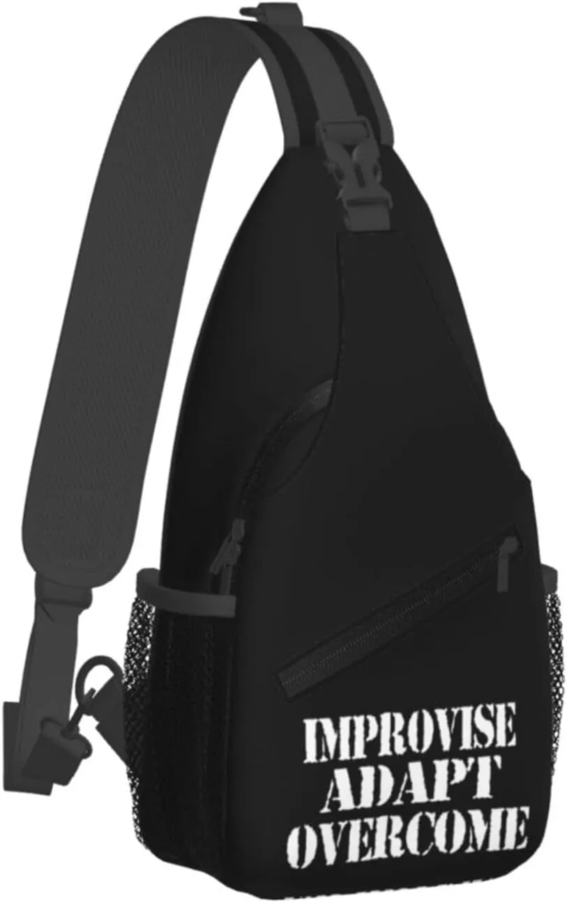Improvise Adapt Overcome Sling Backpack Shoulder Chest Bag For Men Women Hiking Travel Crossbody Daypack
