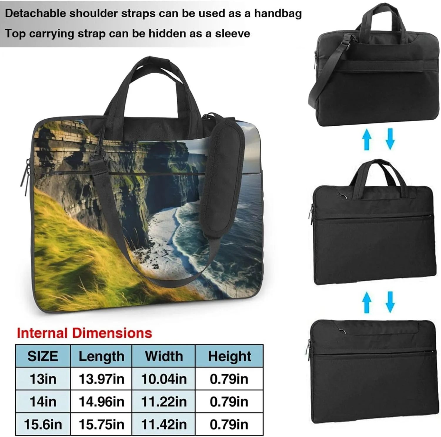 Ireland Outdoors County Clare The Cliffs Print Versatile Laptop Bag Men's Laptop Case & Womenâ€™s Computer Bag with Shoulder Strap