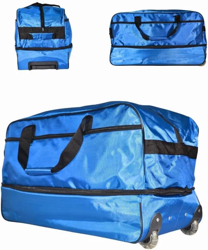 Ironbar Duffle Bag Travel Suitcase Large Foldable Expandable, Sports Gym Tote Bag, Carry On Weekender Men Women Unisex Black (Blue)