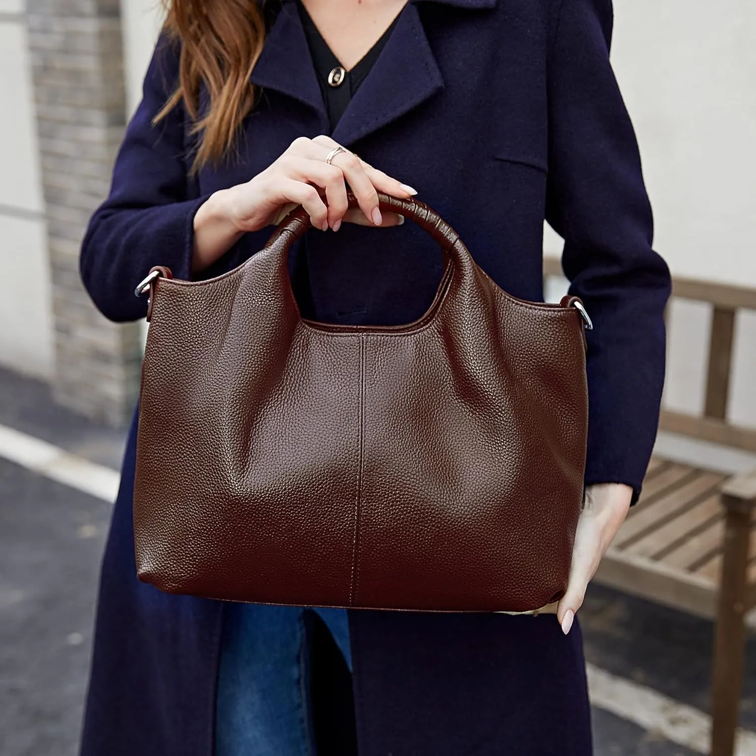 Iswee Genuine Leather Top Handle Purse Satchel Bag Designer Shoulder Bag Tote Ladies Crossbody Bag for Women