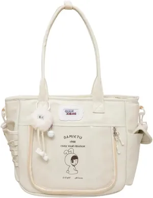 Ita Bag Kawaii Pin Display Bag with Plush Pendent Womens Crossbody Messenger Bag Girls Shoulder Tote Purse Y2K Handbag
