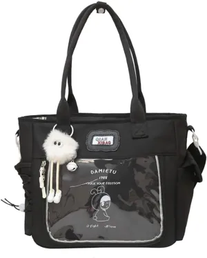 Ita Bag Kawaii Pin Display Bag with Plush Pendent Womens Crossbody Messenger Bag Girls Shoulder Tote Purse Y2K Handbag
