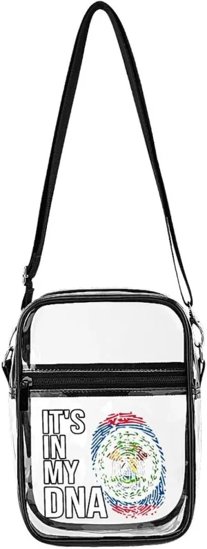 It's in My DNA Belize Flag Fashion Shoulder Bag PVC Transparent Unisex Crossbody Bags Cute Handbag Sling Bag