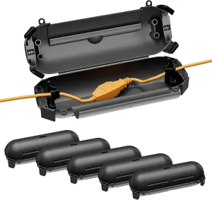 Iwillink 6 Pack Outdoor Extension Cord Safety Cover with Waterproof Protector Seal, Weatherproof Electrical Connection Box for Outdoor Outlet, Plug, Christmas Decoration, Black