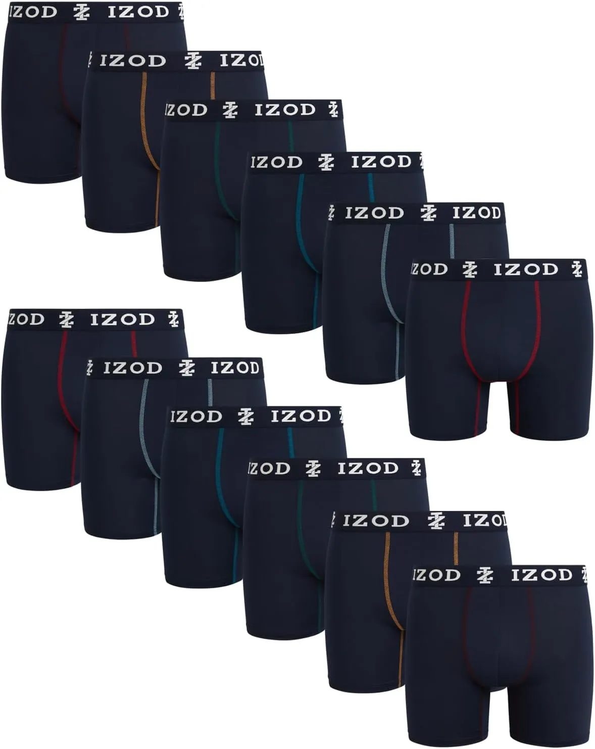 IZOD Men's Boxer Briefs - 12 Pack Ultrasoft Performance Mens Underwear Boxers - Breathable Active Sport Boxers for Men (S-XL)
