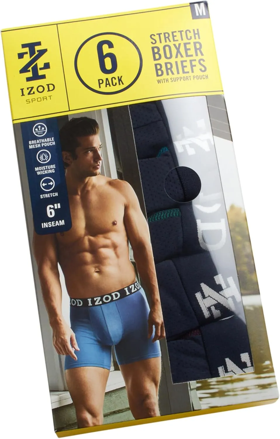 IZOD Men's Boxer Briefs - 12 Pack Ultrasoft Performance Mens Underwear Boxers - Breathable Active Sport Boxers for Men (S-XL)