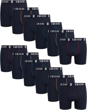 IZOD Men's Boxer Briefs - 12 Pack Ultrasoft Performance Mens Underwear Boxers - Breathable Active Sport Boxers for Men (S-XL)