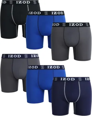 IZOD Men's Boxer Briefs - 6 Pack Comfort Stretch Soft Performance Men's Underwear - Breathable Sport Boxers for Men (S-XL