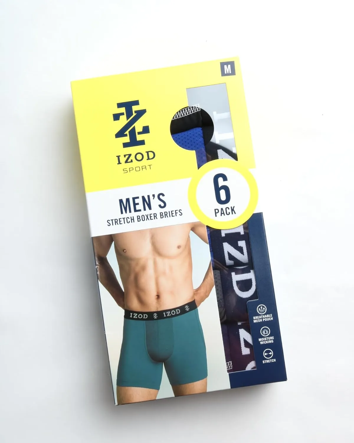 IZOD Men's Boxer Briefs - 6 Pack Comfort Stretch Soft Performance Men's Underwear - Breathable Sport Boxers for Men (S-XL