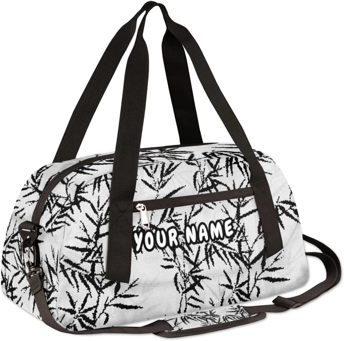 Japanese Flowers Personalized Kids Duffel Bag for Girls Boys, Flowers Debris Pattern Custom Name Dance Bag Overnight Small Duffel Bag Carry On Weekend Travel Bag for School Practice Gymnastics Ballet