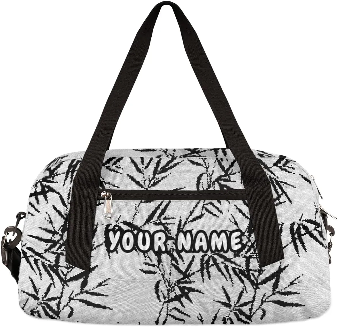 Japanese Flowers Personalized Kids Duffel Bag for Girls Boys, Flowers Debris Pattern Custom Name Dance Bag Overnight Small Duffel Bag Carry On Weekend Travel Bag for School Practice Gymnastics Ballet